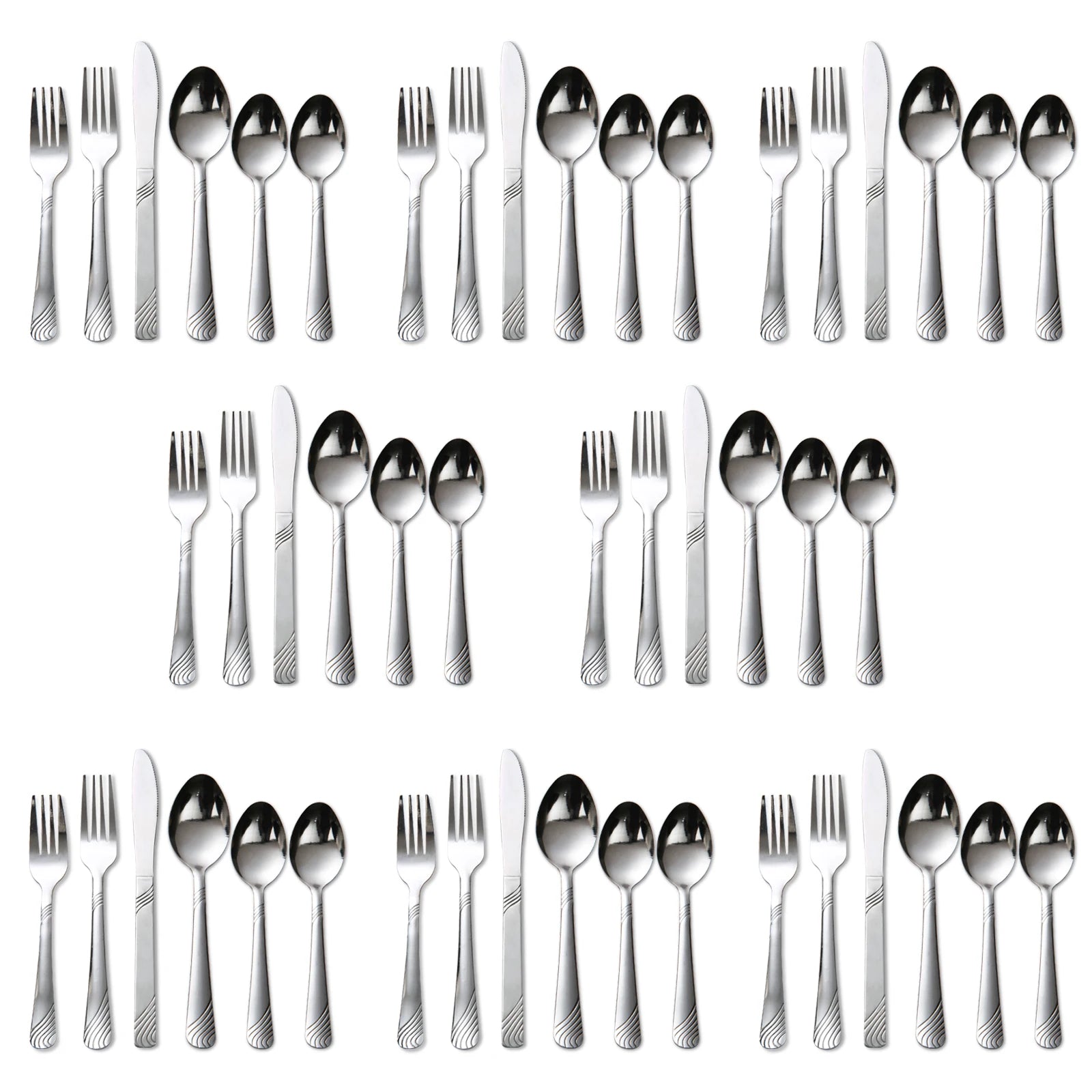 HANSMART 48Pcs Flatware Set for 8 Stainless Steel Knife Fork Spoon