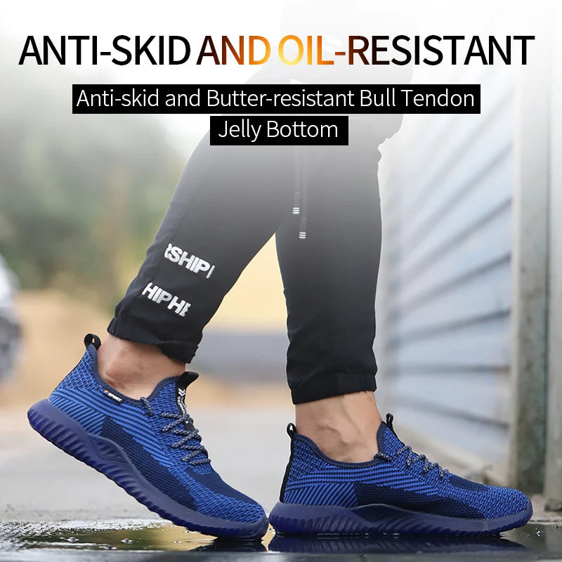 SUADEX Men Steel Toe Safety Work Shoes Breathable Lightweight Comfortable Industrial Construction Shoes Puncture Proof