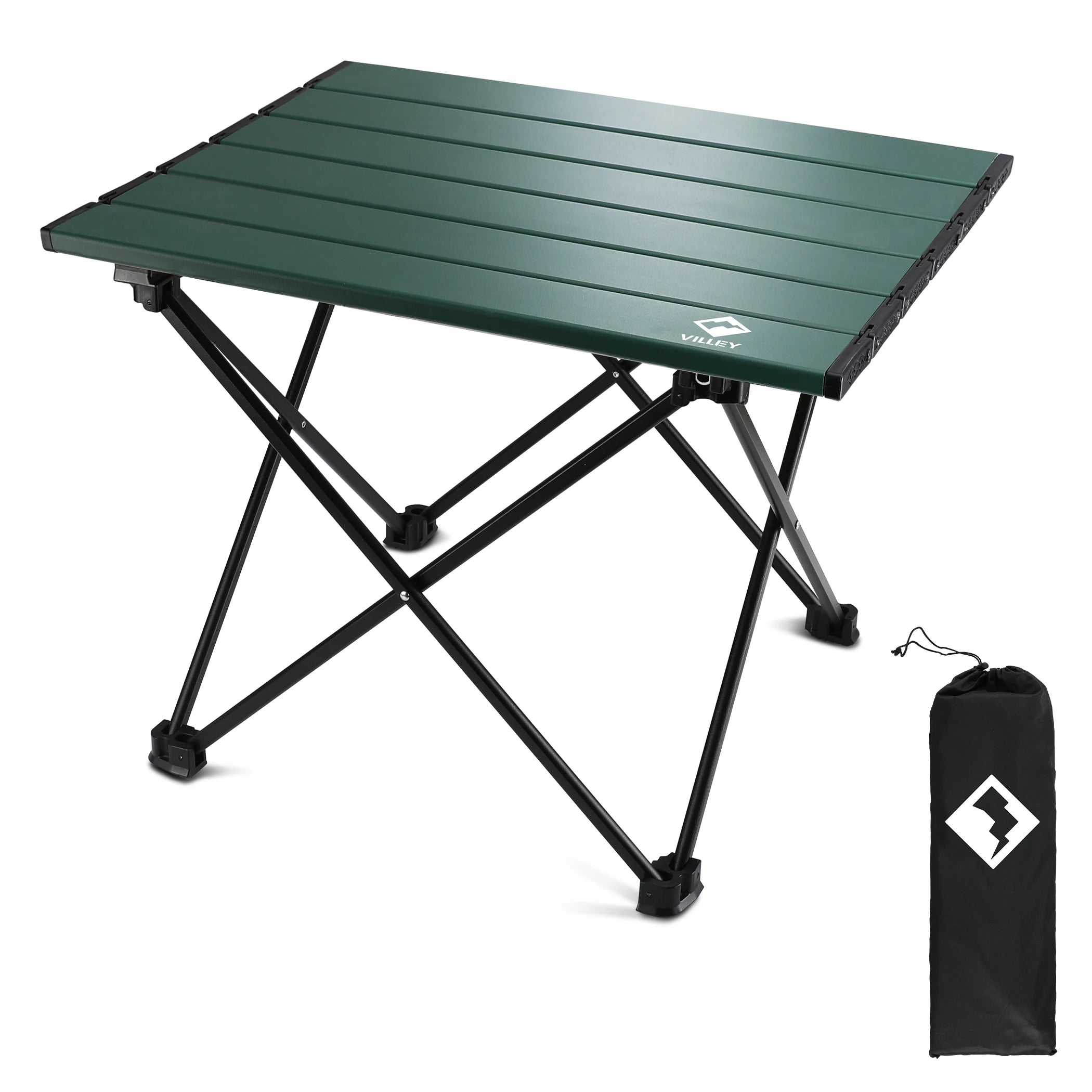 VILLEY Portable Camping Side Table, Ultralight Aluminum Folding Beach Table with Carry Bag