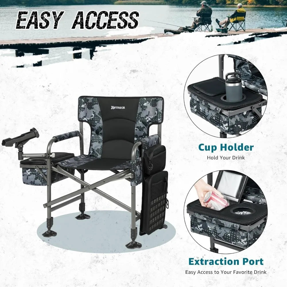 Fishing Chairs  Rod Holder, Folding Ice Fishing Chair