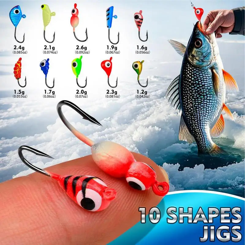 Ice Fishing Lures Artificial Bait Set Fishing Lures Tackle Hook Accessories for Crappie Walleye Freshwater Topwater Saltwater