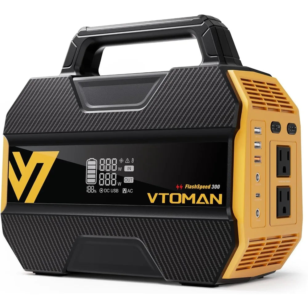 FlashSpeed 300 Portable Power Station 300W, 230Wh Solar Generator with LiFePO4 Battery Pack, 3000 Cycles, PD 100W USB-C