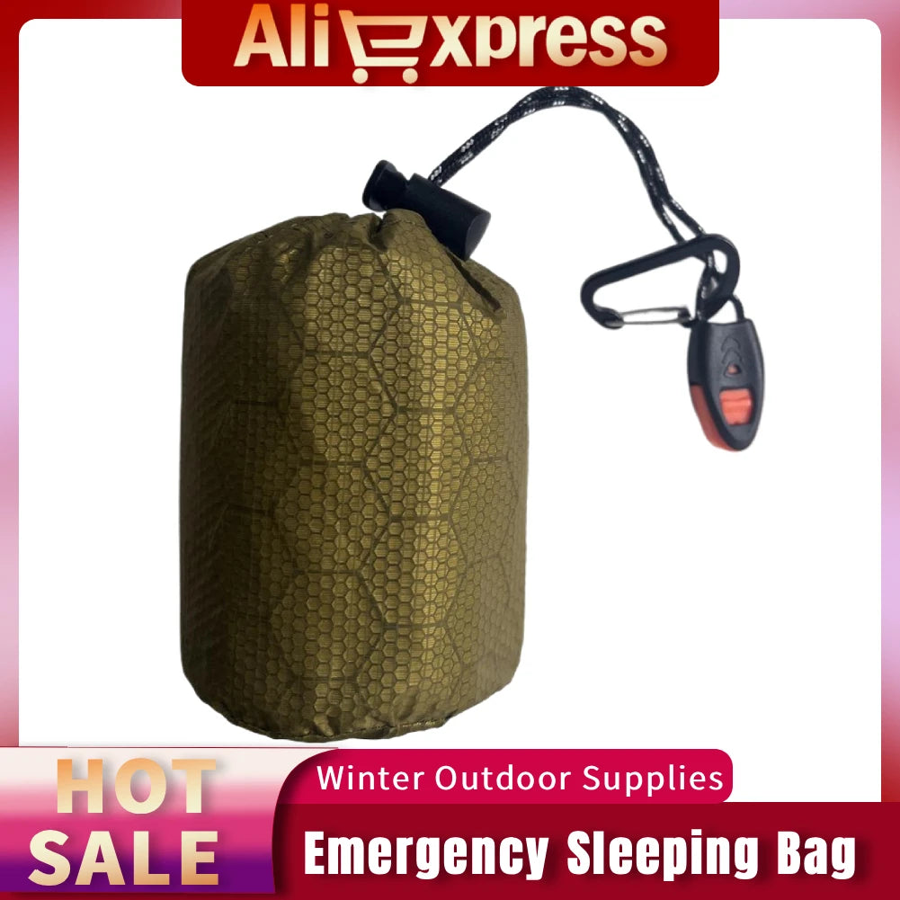 Emergency Sleeping Bag Portable Survival Blanket PE Aluminum Film Windproof Waterproof