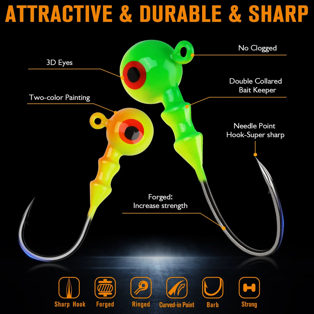 15-40PCS Jig Heads For Fishing Crappie Jigs Swimbait Fishing Hooks For Bass Walleye Trout