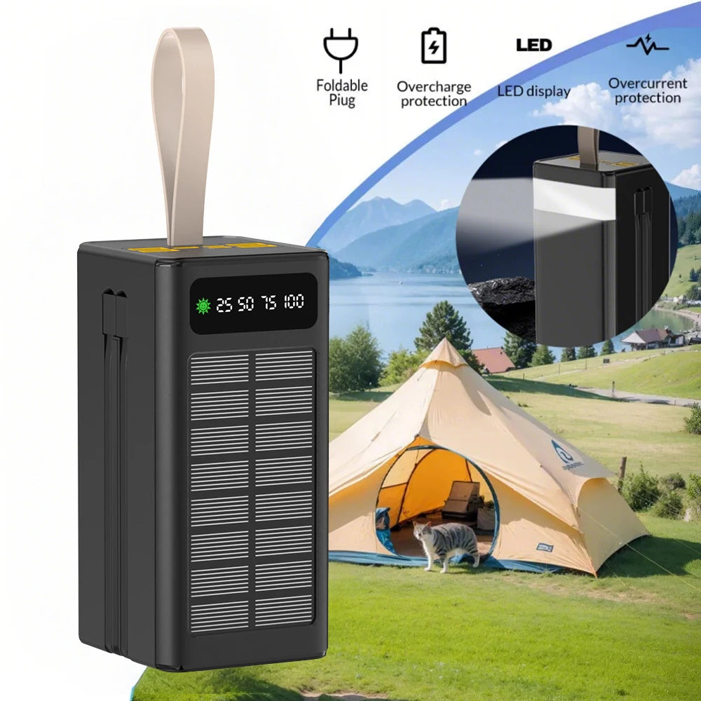 60000mAh large-capacity hanging solar charger, with LED power indicator, 7 input/output ports. Highly recommended