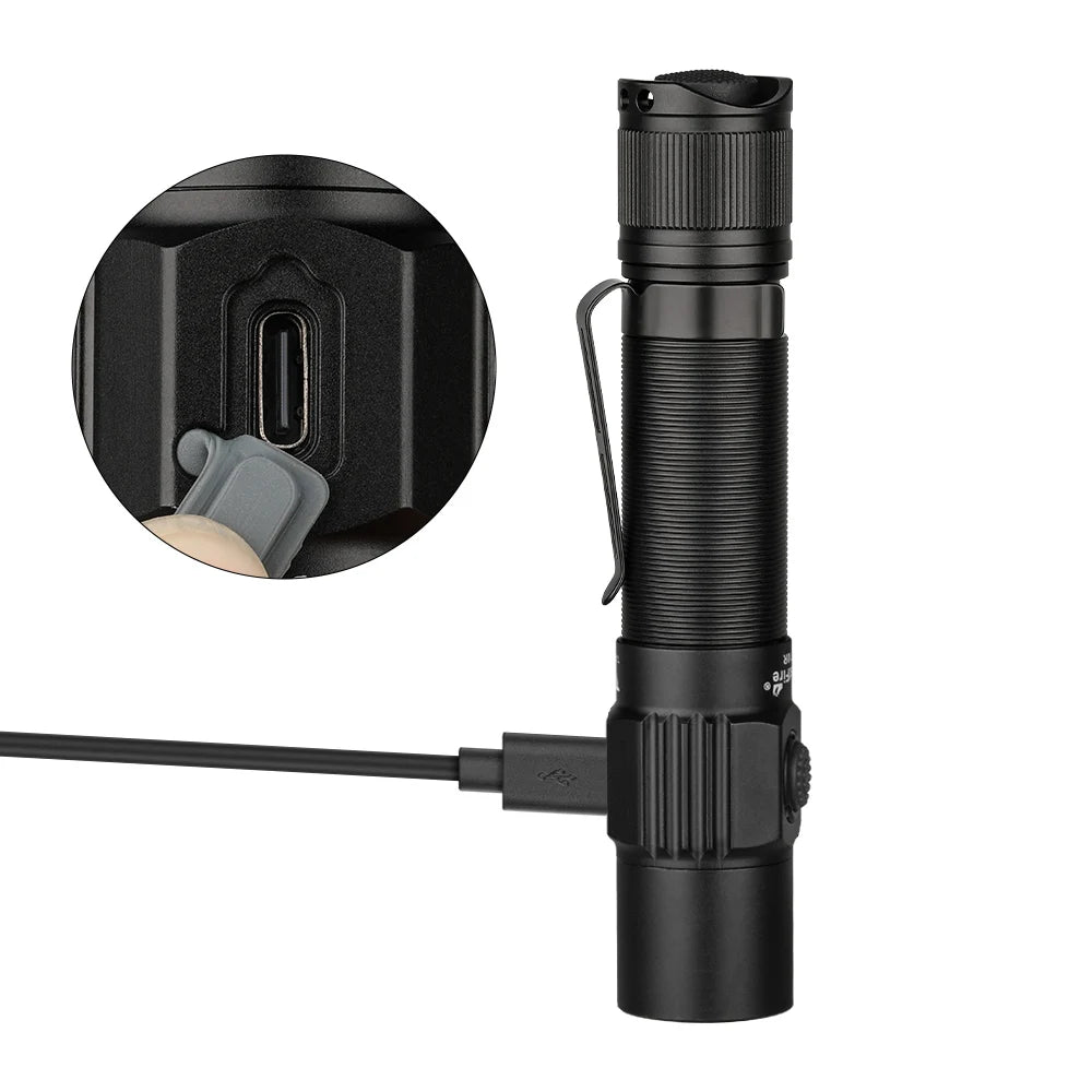 Tactical Led Flashlight 1800 Lumen Powerful Type C USB Rechargeable 18650 Torch Lamps High Power Lamp Dual Switch