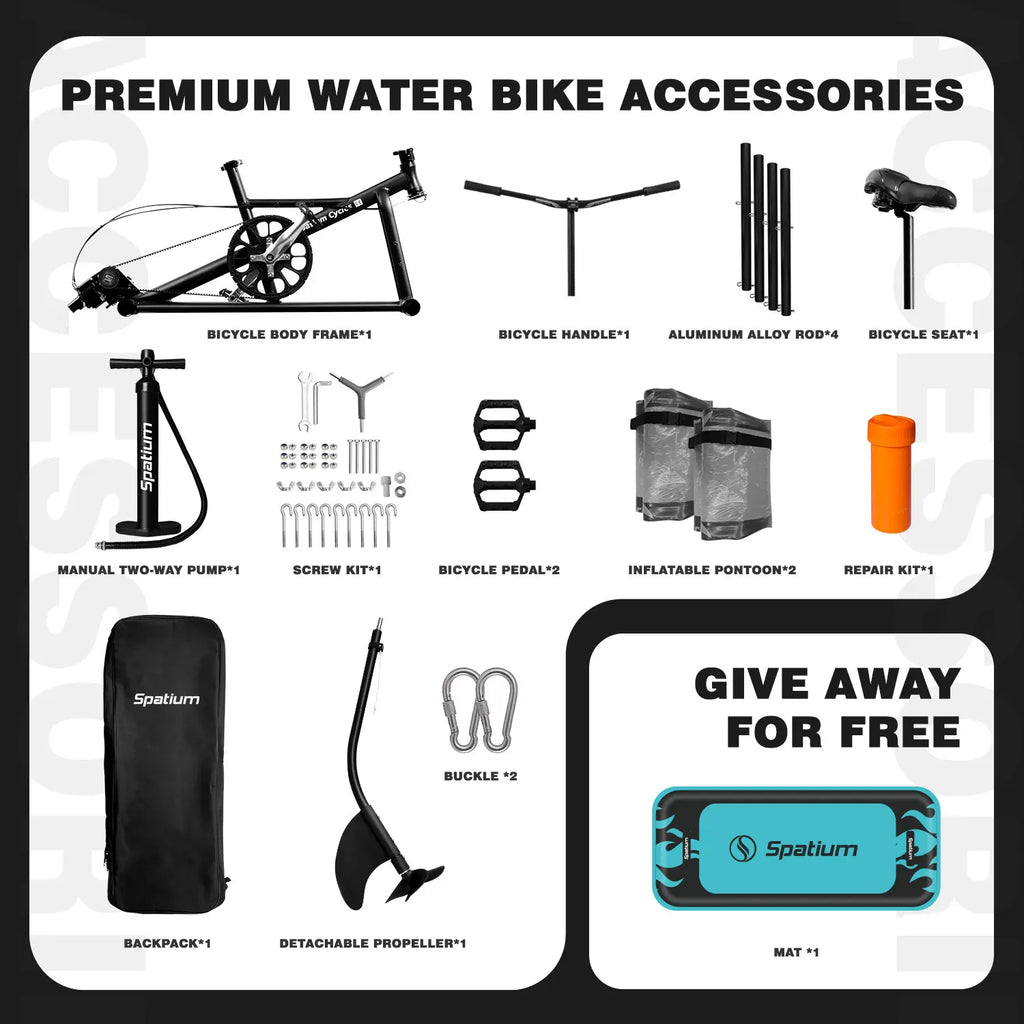 Spatium Sup Water Bike 2.0 Inflatable Pedal Boat Inflatable Pedal Kayak Water Bikes for Lake Fishing Pedal Boat More Stable