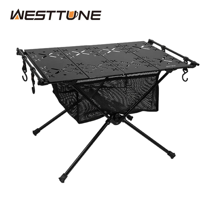 WESTTUNE Folding Camping Table Aluminum Lightweight Portable Table with Storage Mesh Bag for Outdoor