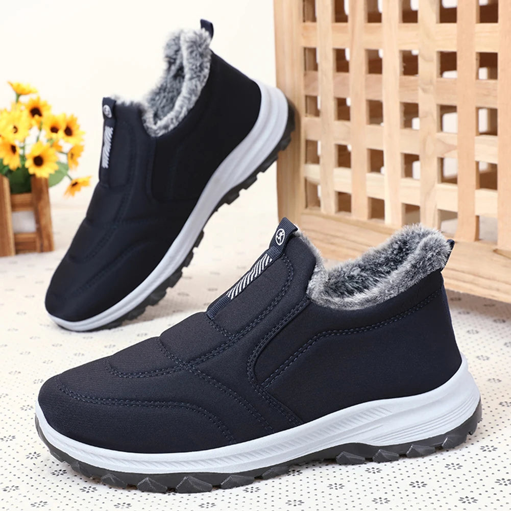 Warm Walking Shoes Lightweight Thermal Ankle Boots Non-slip Slip On Sneakers Winter Thick Fur Shoes for Travel Hiking