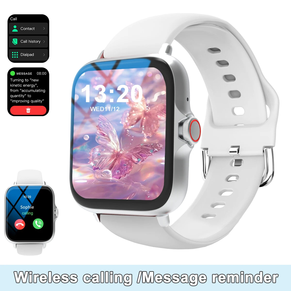 Smart watch with full touch screen, call, message reminder