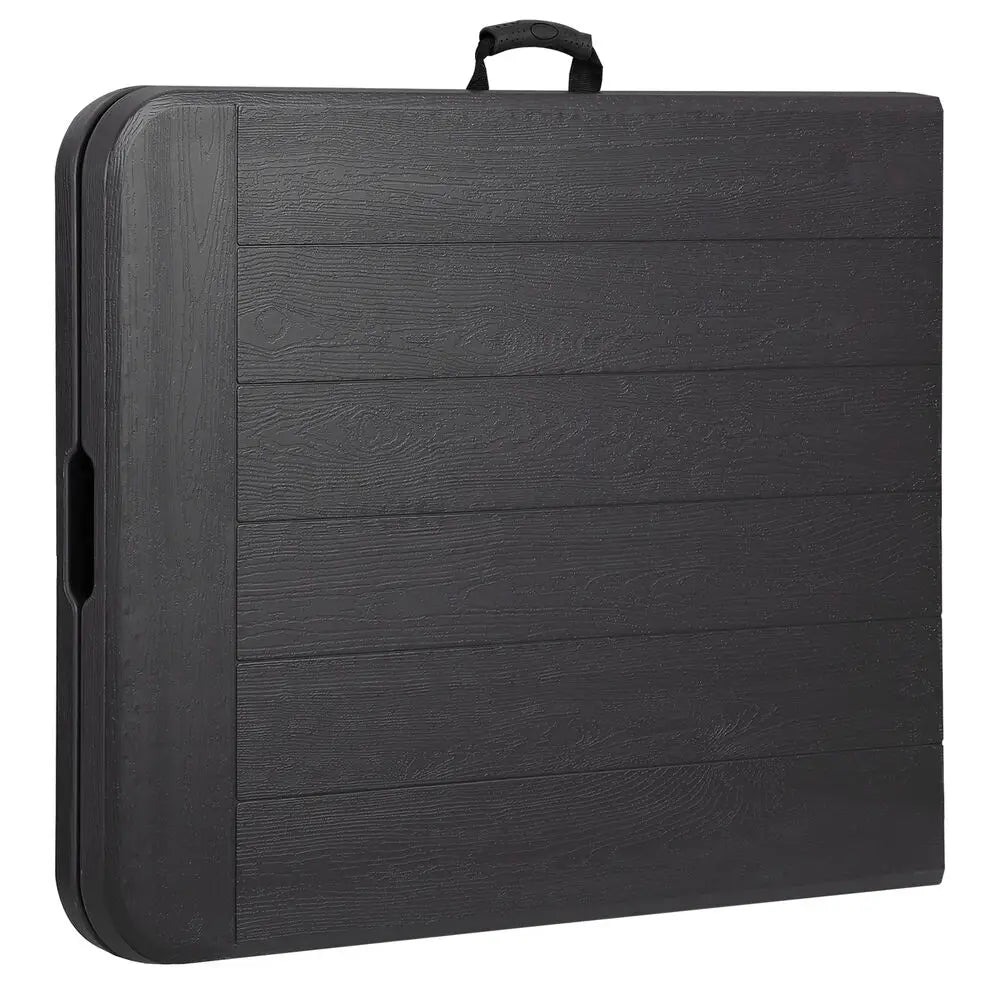 6 FT Folding Table Portable Fold-in-Half Plastic Table for Picnic Camping Black