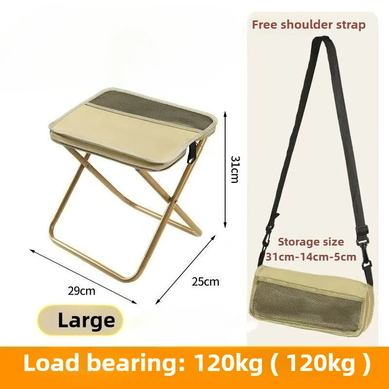 Folding Backpack Stool Sturdy Strong Load-bearing Fishing Folding Chair Crossbody Handbag Style Pencil Case Stool Portable