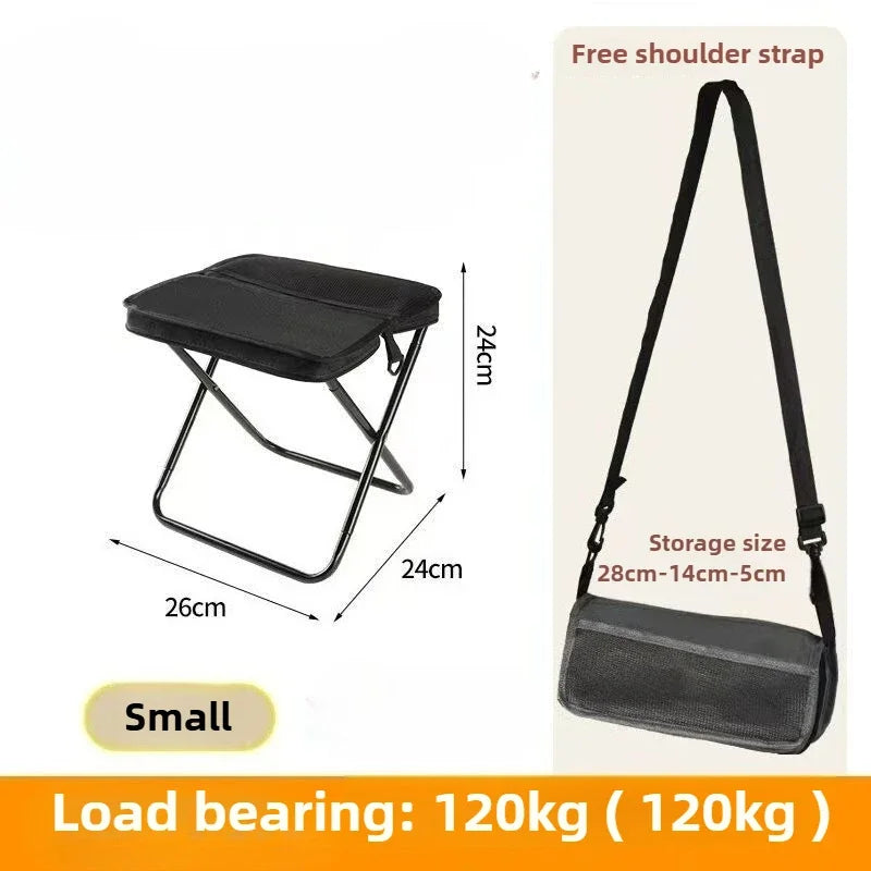 Folding Backpack Stool Sturdy Strong Load-bearing Fishing Folding Chair Crossbody Handbag Style Pencil Case Stool Portable