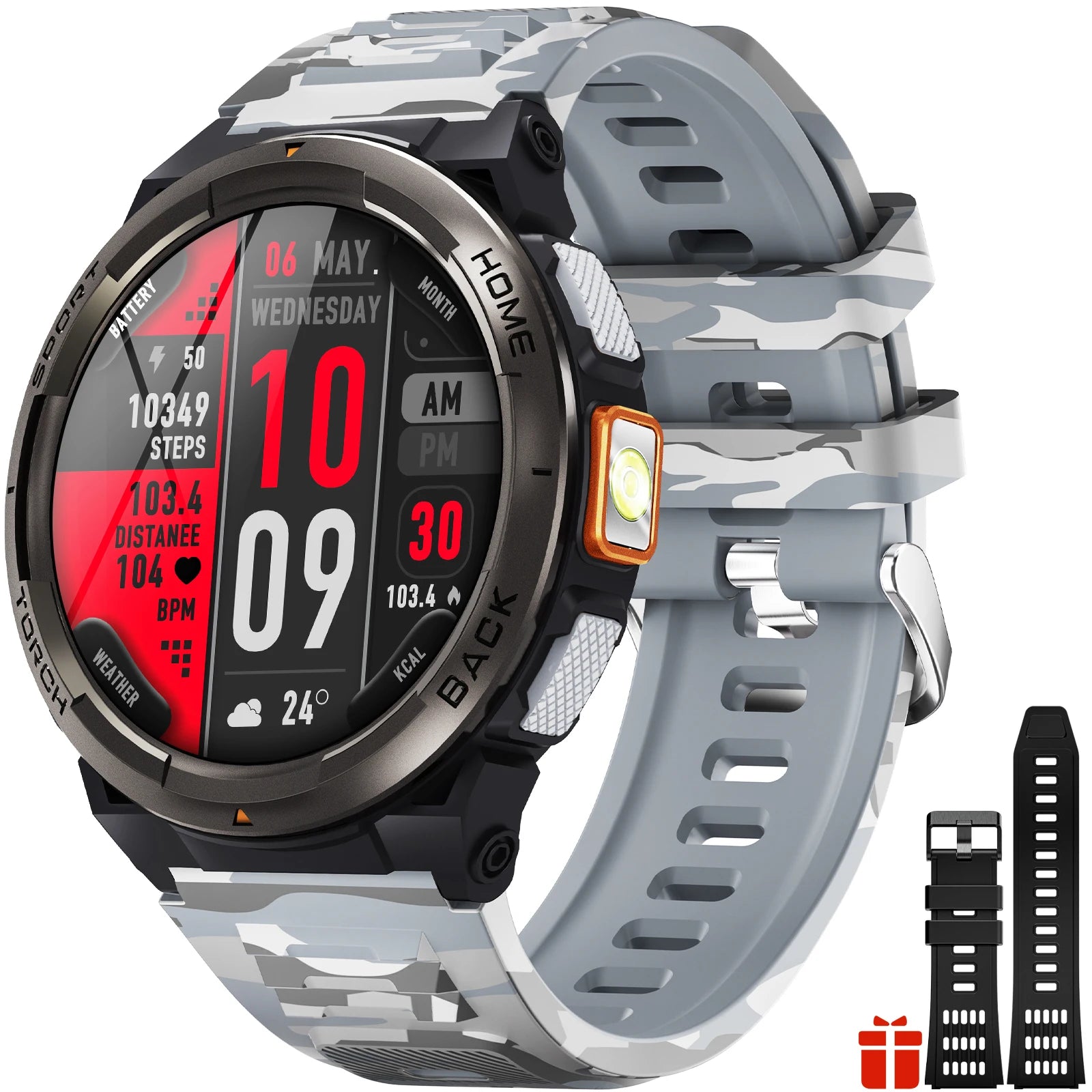 1.45 Inch Smart Watch Waterproof Original Design Sports  LED Flashlight