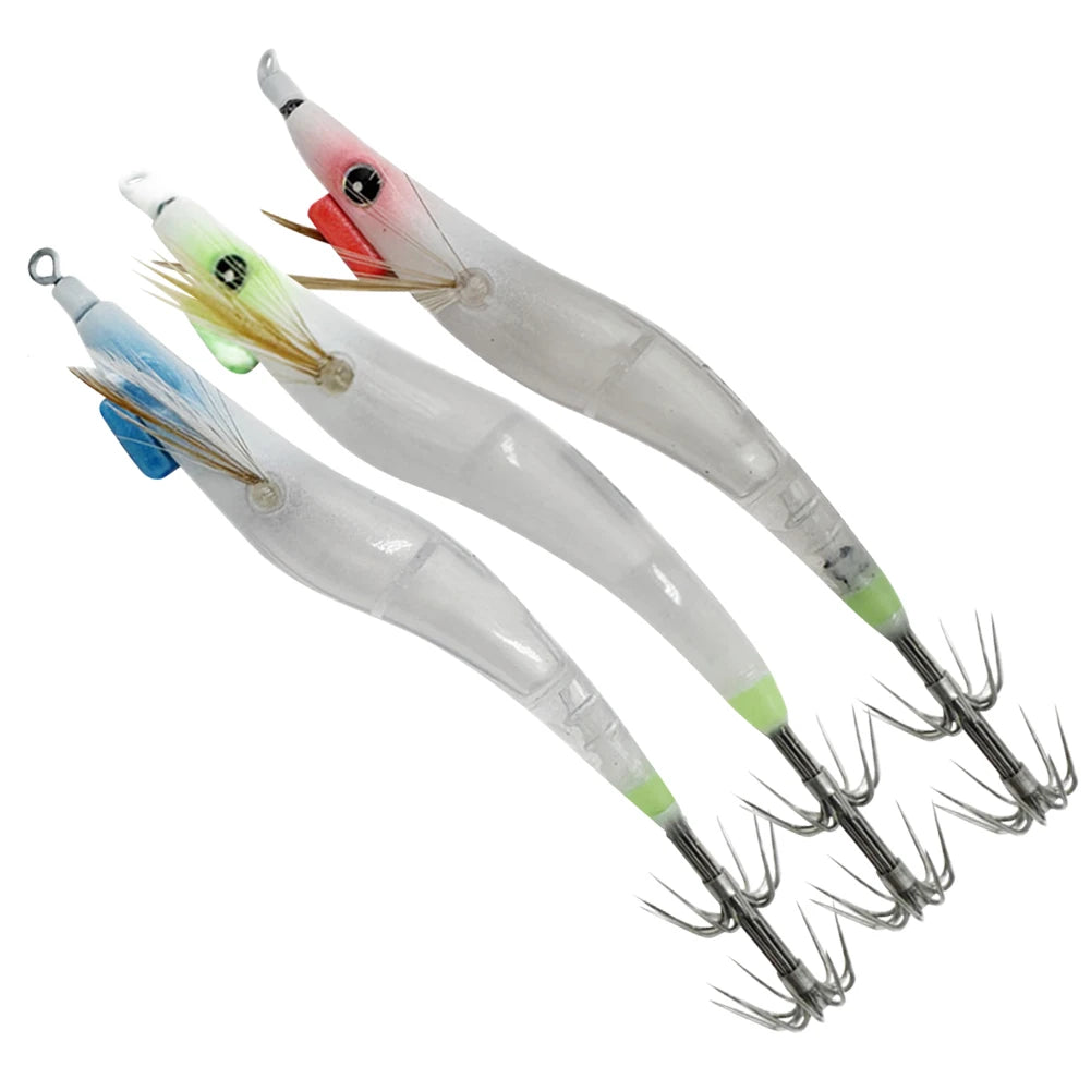 Luminous Lure Hard Shrimp Bait Simulation with Squid Jig Hook