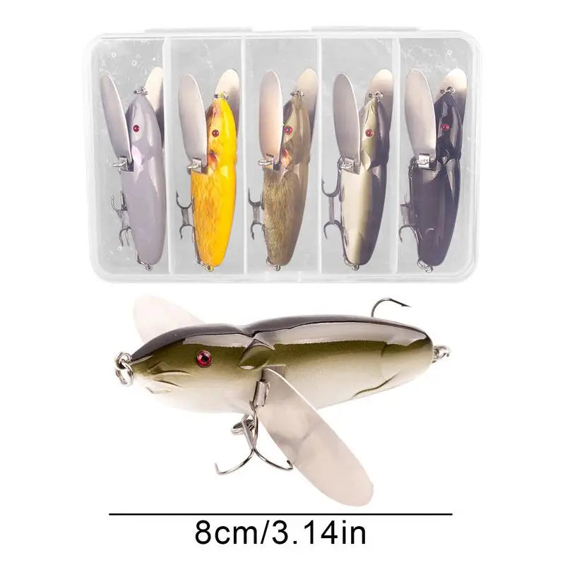 5pcs/set Fishing Lure Mouses Shape Swimbait Simulation Mouses Bait Series Bass Bait Drag Crankbait