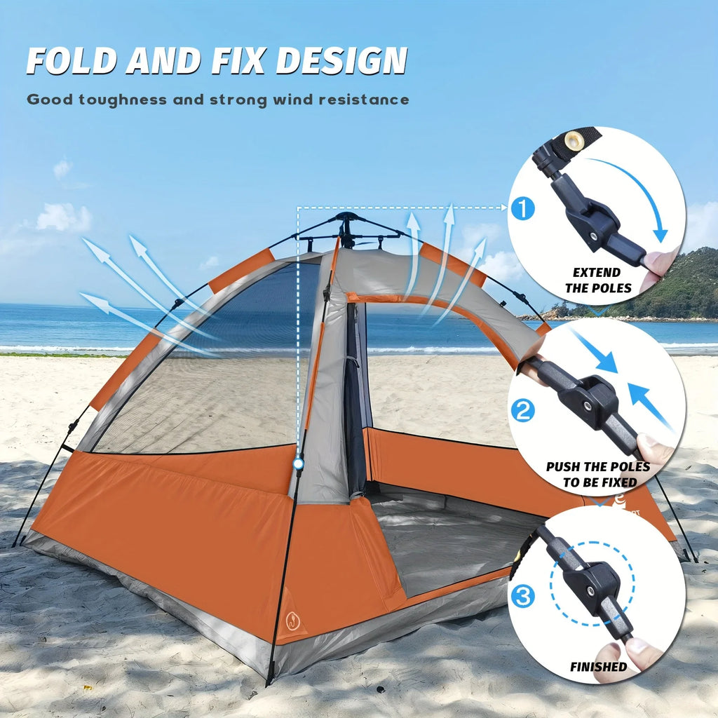 Pop Up Camping Tent - 4 Person Instant Easy Set Up Tent with Removable Rain Fly