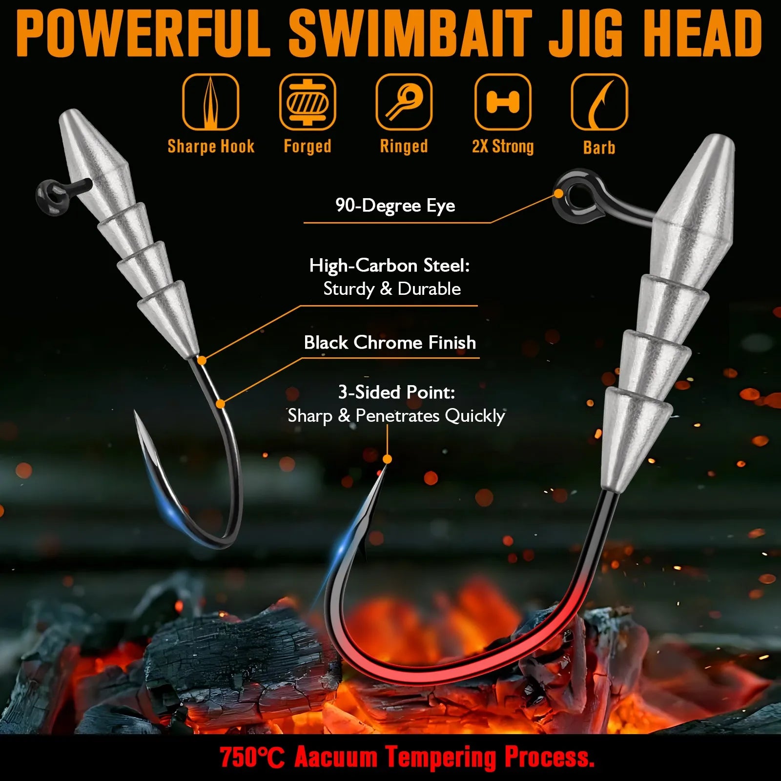 15PCS Hover Rig Swimbait Jig Heads for Bass Fishing Bass Hooks 1/16OZ 1/8OZ