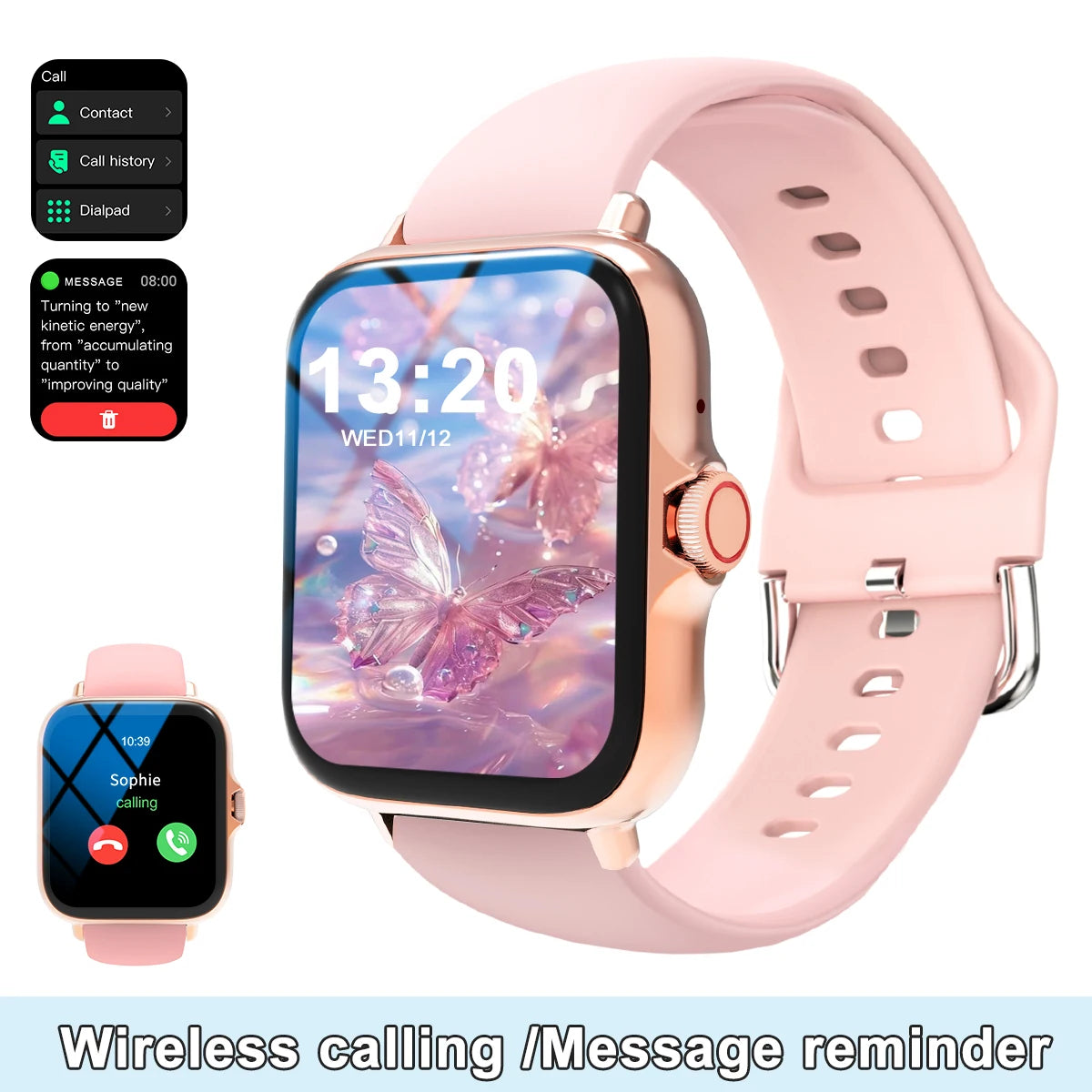 Smart watch with full touch screen, call, message reminder