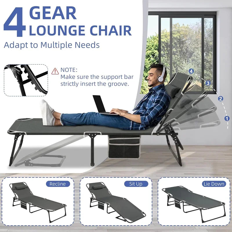 4-Position Folding Camping Bed