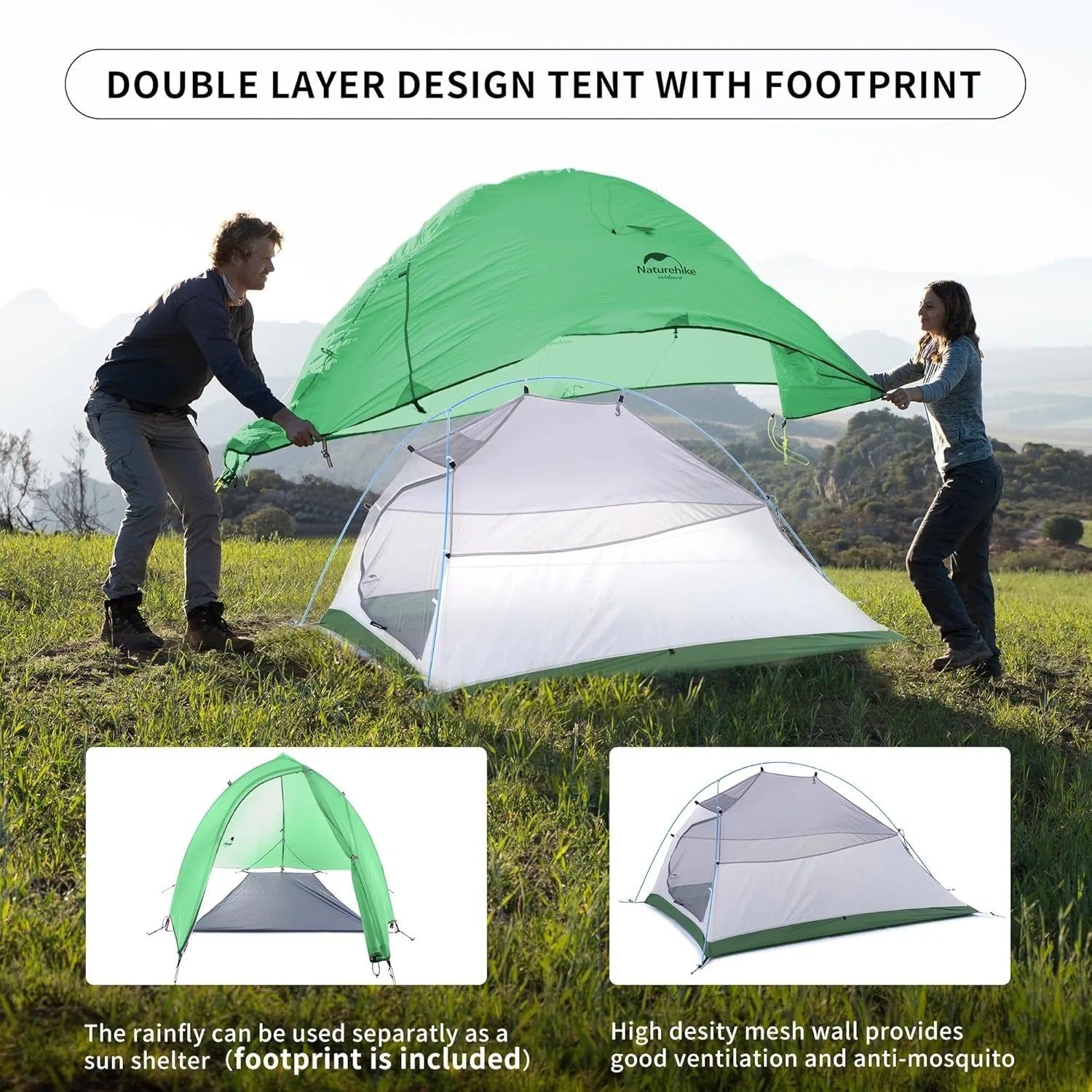 2 Person Camping Tent Waterproof Ultralight 3-4 Season Hiking Backpacking