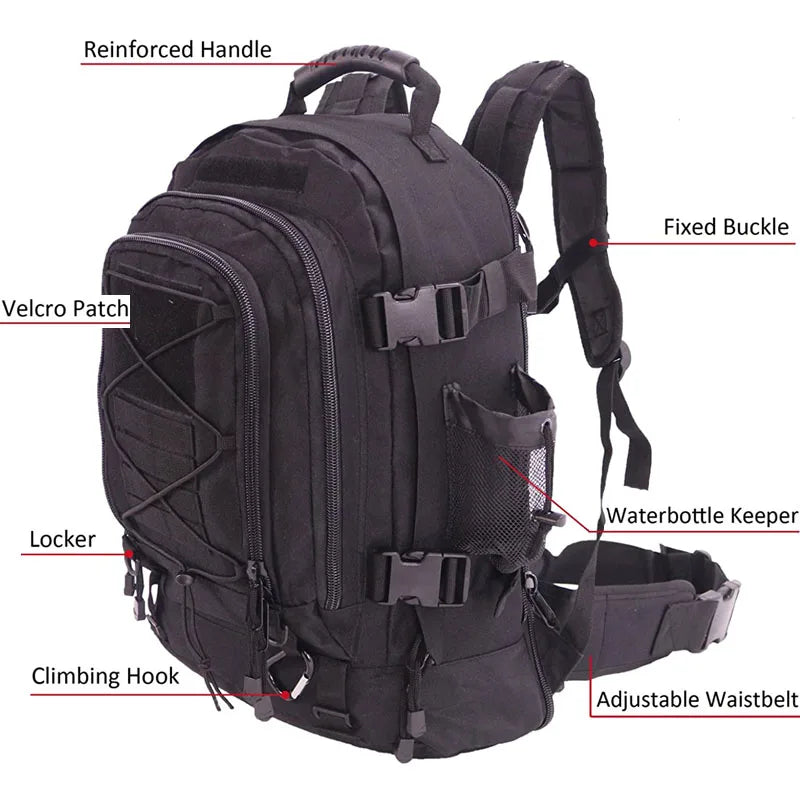 60L Military Tactical Backpack Army  Rucksack