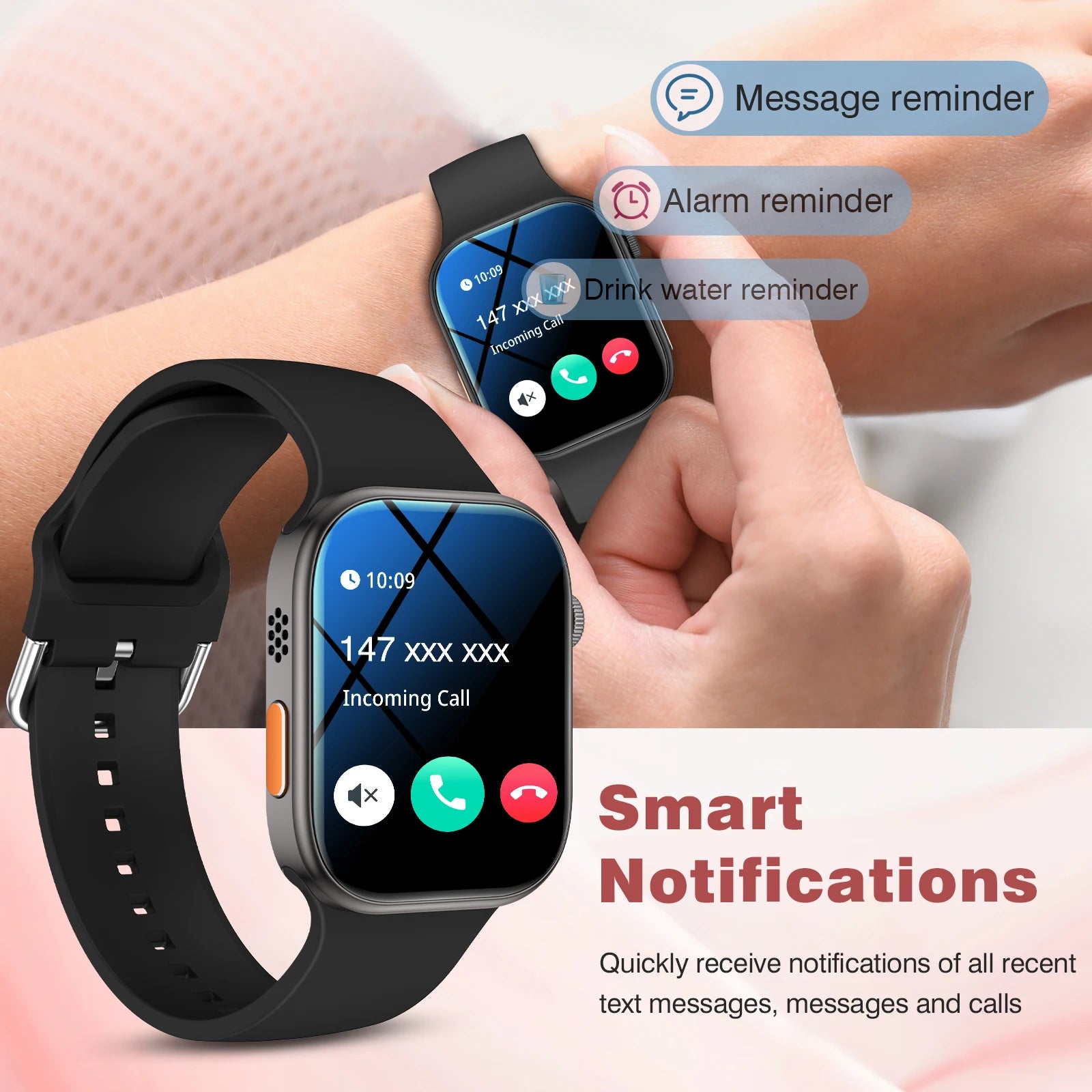 Smart watch, wireless calling, message reminder, multi-sport LED HD screen,