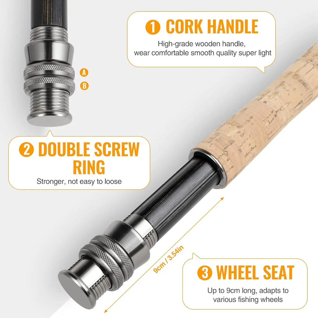 Lightweight 4-Piece Graphite Fly Fishing Rod & Reel Combo Starter Kit