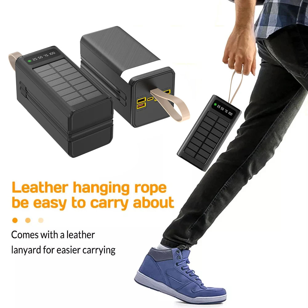 60000mAh large-capacity hanging solar charger, with LED power indicator, 7 input/output ports. Highly recommended