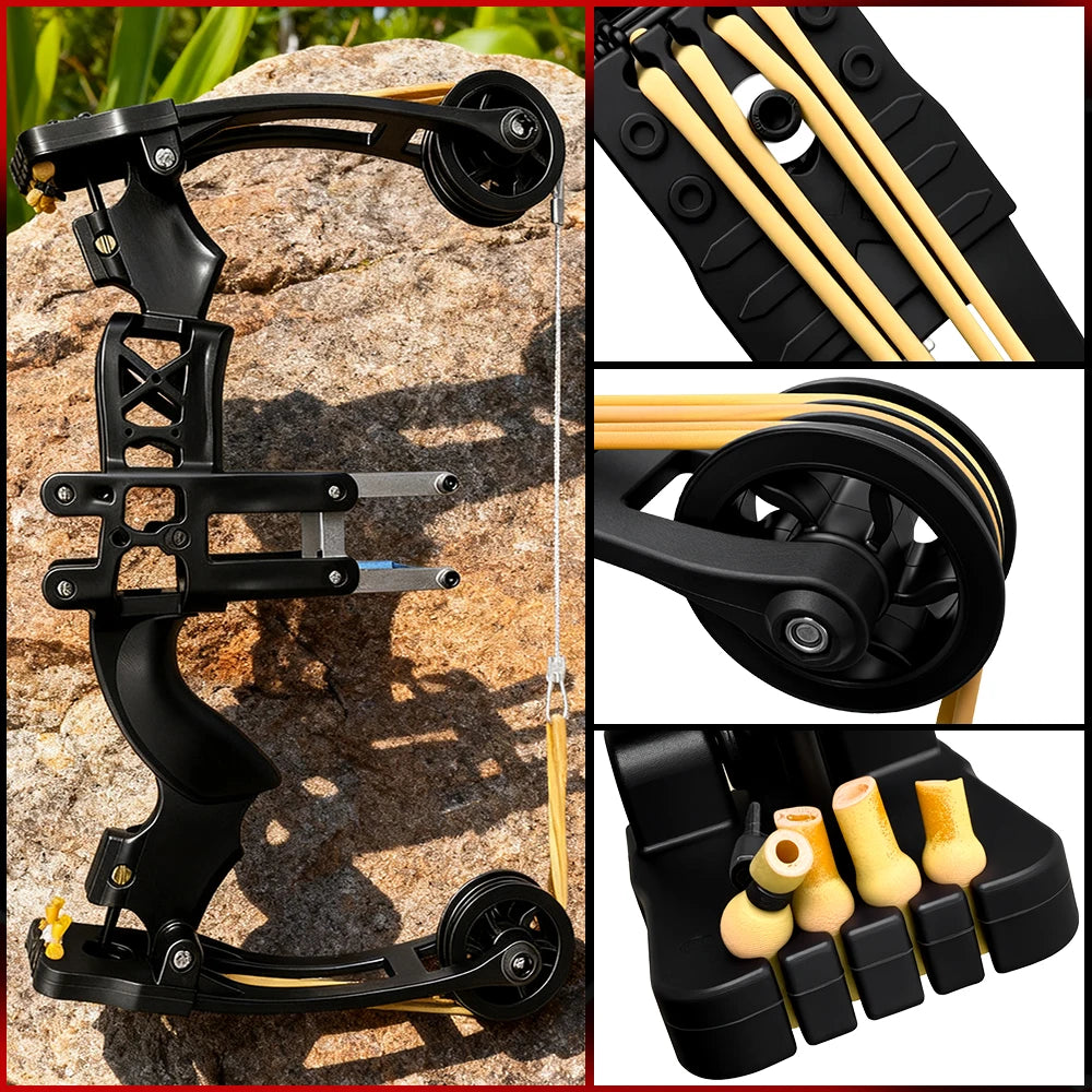 Lightweight Adult Compound Bow, 50-Shot High-Precision Design with Green Light Rail, Portable Outdoor Target Practice Tool