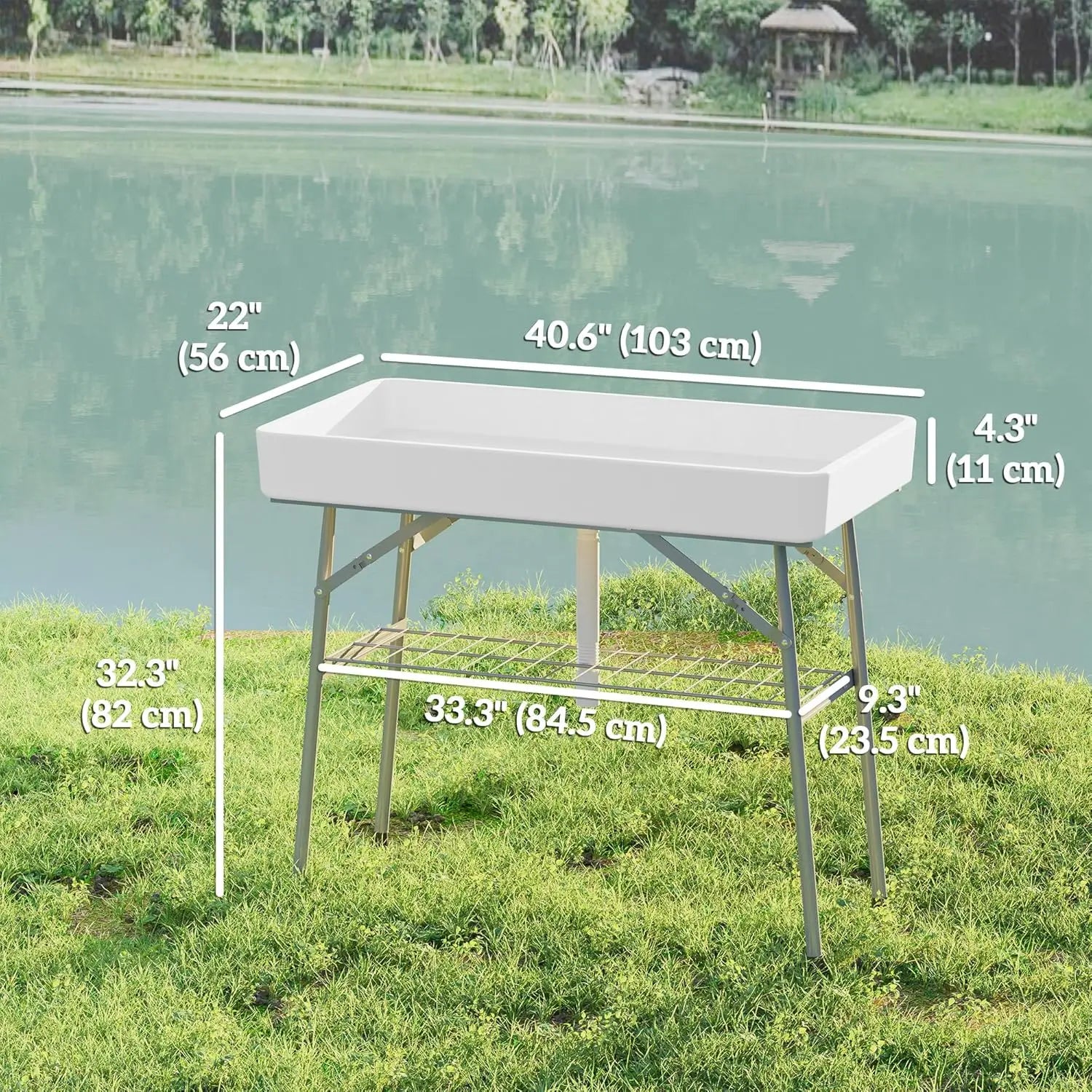 3.4ft Folding Ice Cooler Table with Drain, Fill and Chill Table Outdoor with Storage Shelf, Drink Cooler for Parties Picnic BBQ