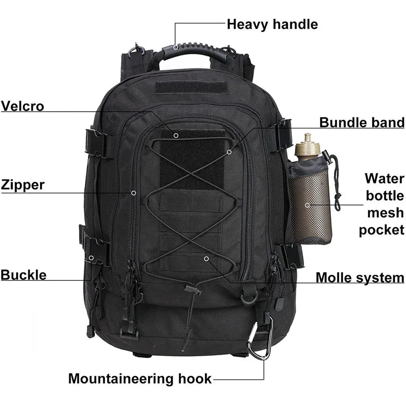 60L Military Tactical Backpack Army  Rucksack