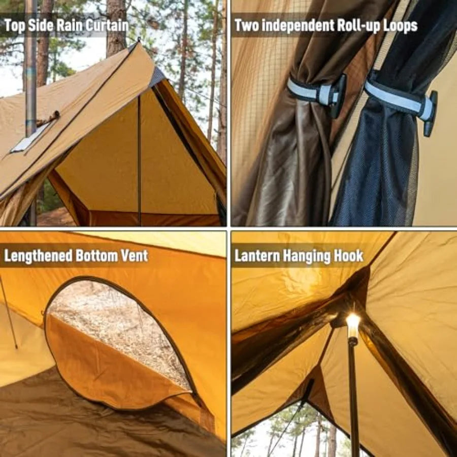 Hot Cabin Tent  with Stove Jack and Two Poles for 2-3 Person Hiking Backpacking
