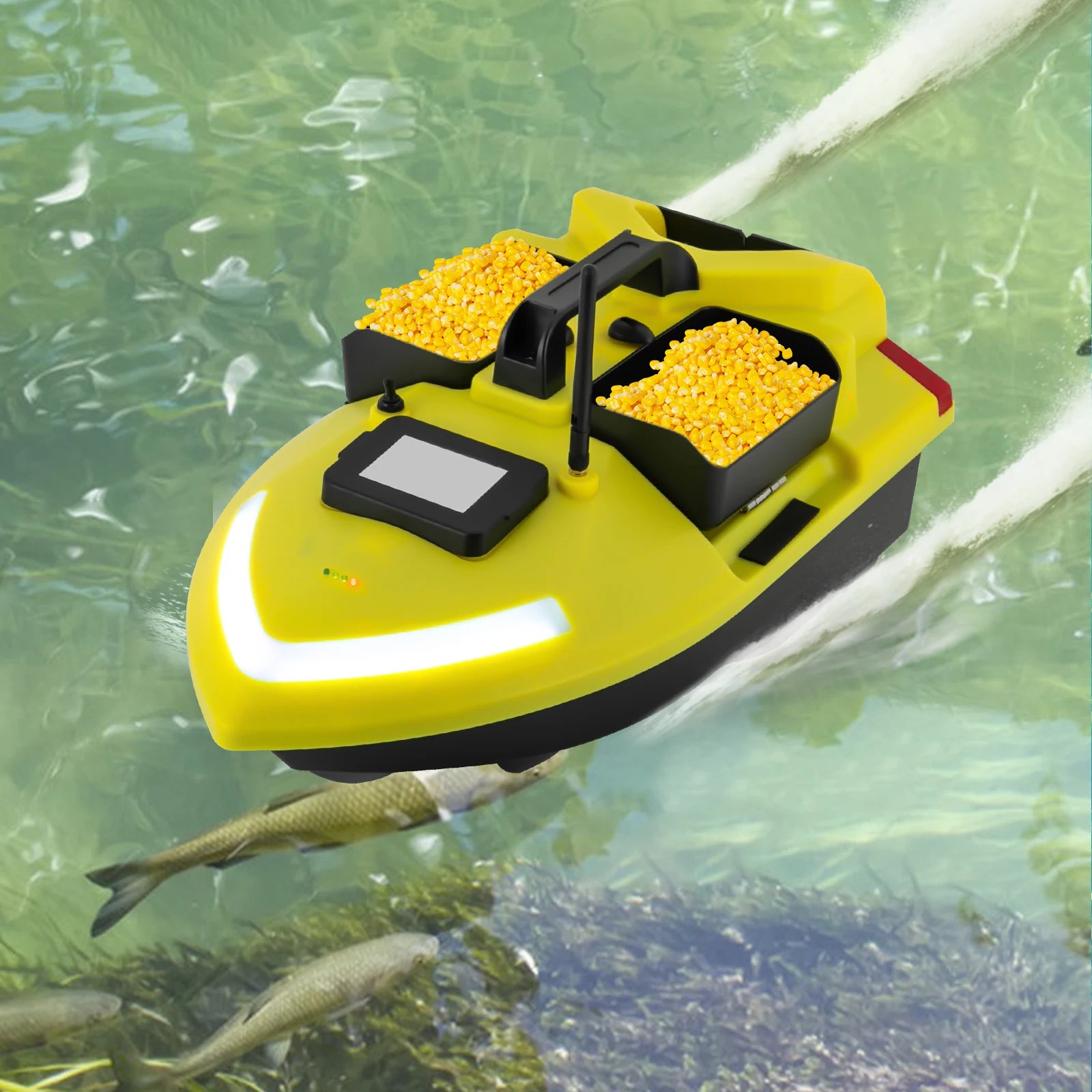 GPS Fishing Bait Boat Remote Control Fish Bait Boat with Charger & Carrying Bag  2kg/4.41lbs Tank Capacity