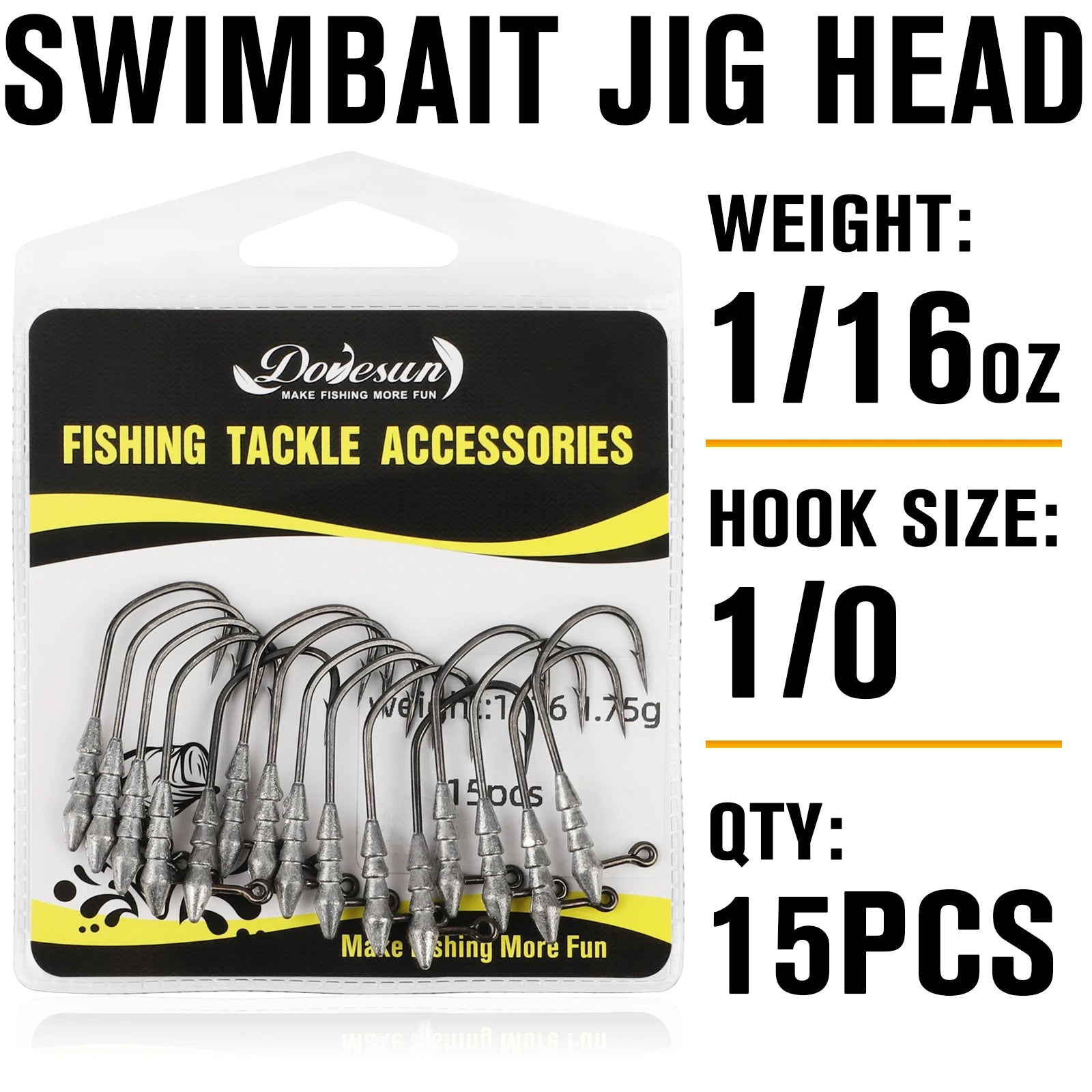 15PCS Hover Rig Swimbait Jig Heads for Bass Fishing Bass Hooks 1/16OZ 1/8OZ