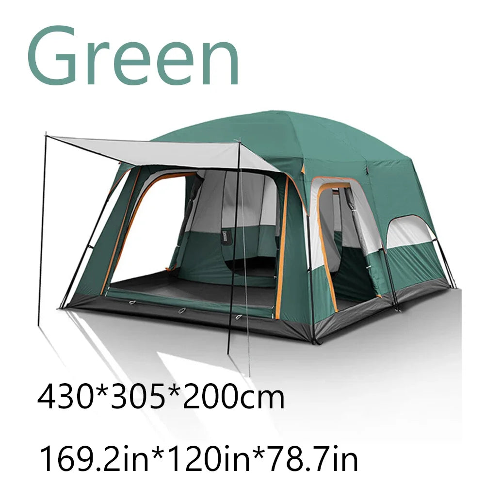 8-12 Person 2 Room Windproof with Sun Protection Mosquito Net Camping Tent for 4 Season