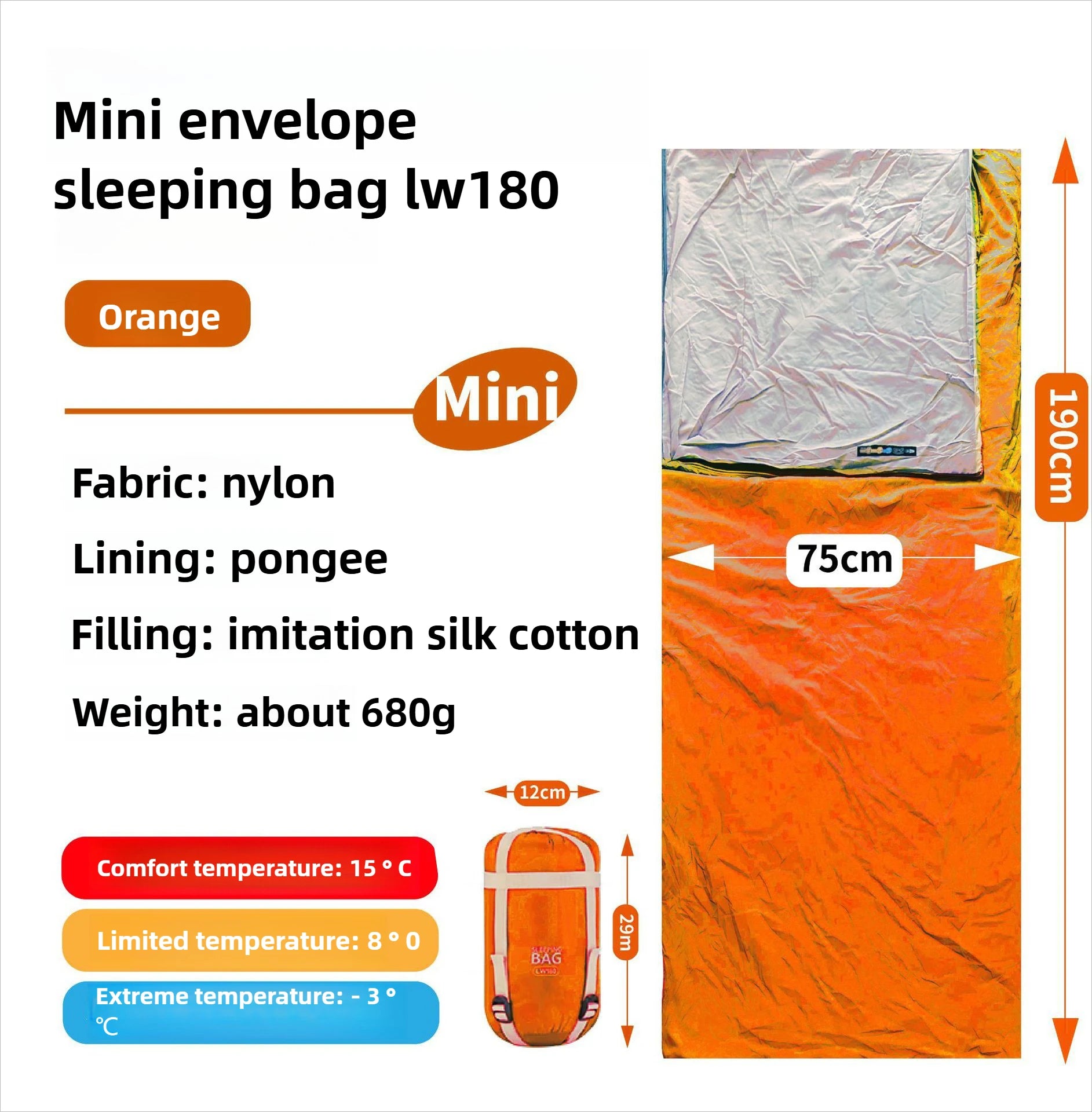 Mini Adult Sleeping Bag Travel Mountaineering Outdoor Camping Down Cotton Dirty