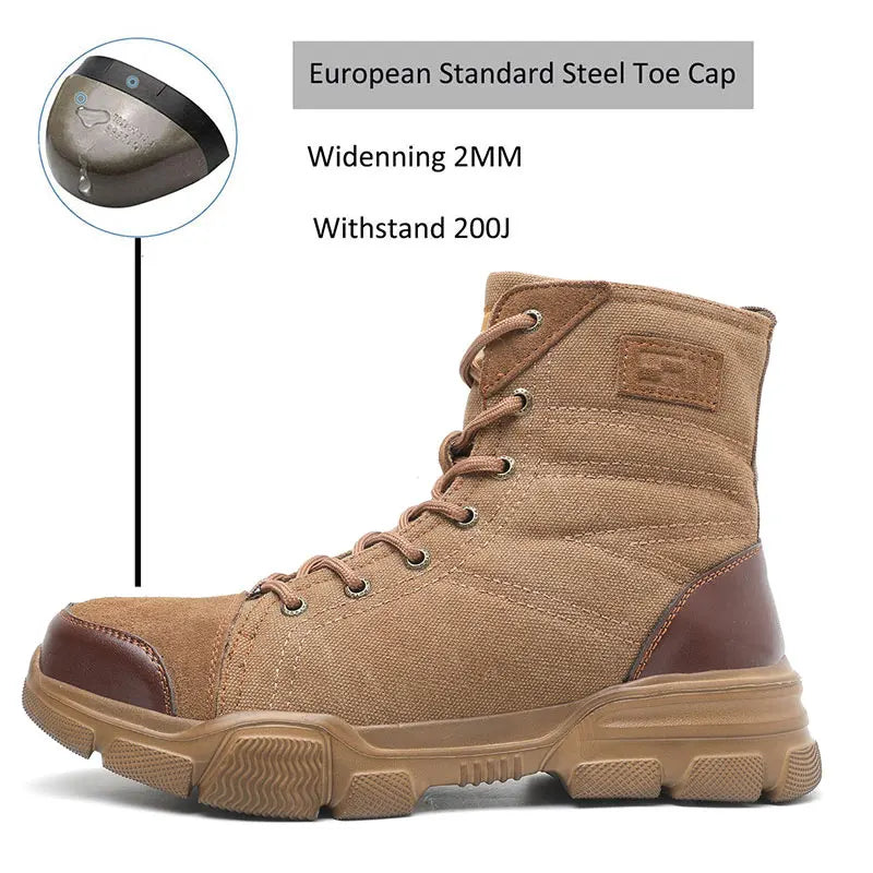 Steel Toe Boots for Men Work Boots Indestructible Desert Safety Boots Safety Shoes 36-48