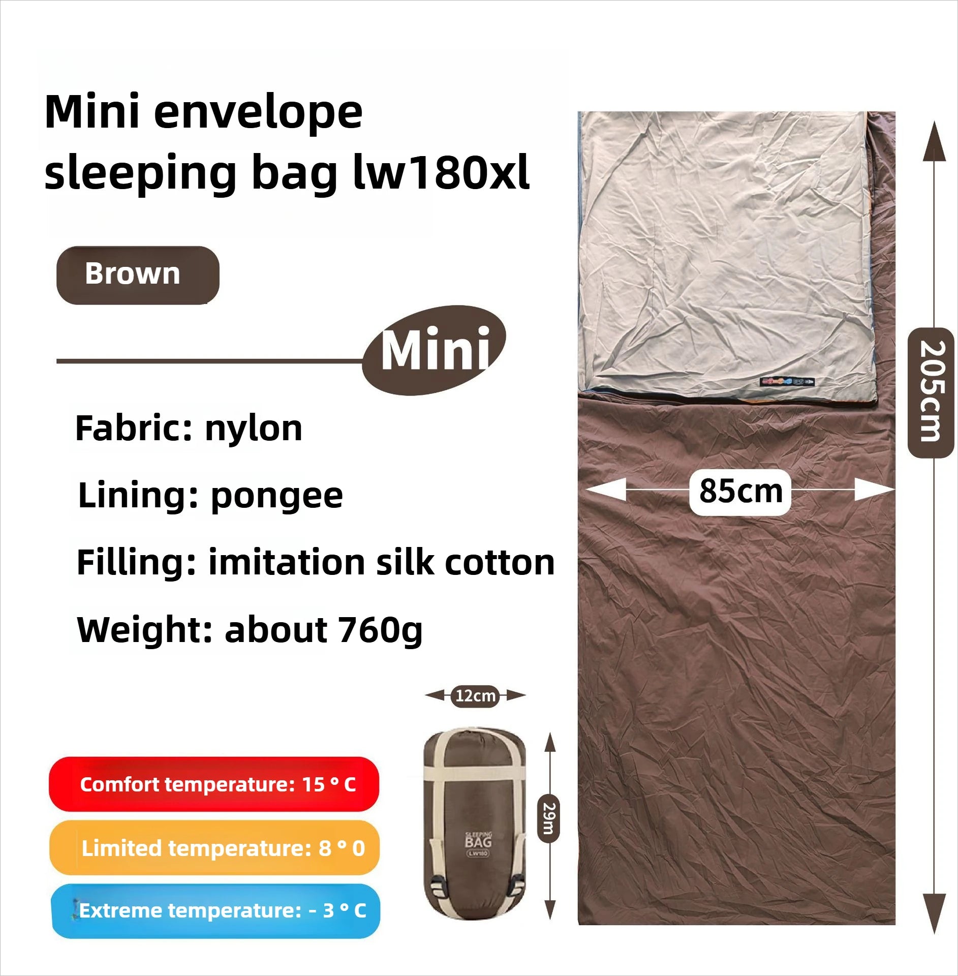 Mini Adult Sleeping Bag Travel Mountaineering Outdoor Camping Down Cotton Dirty