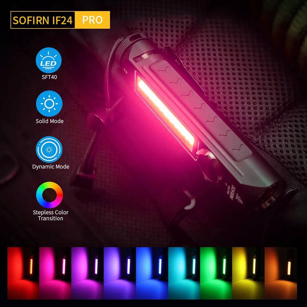 Clearance Sofirn IF24 RGB Powerful 2000Lm Flashlight 18650 Rechargeable Rotary Switch Torch with Magnetic
