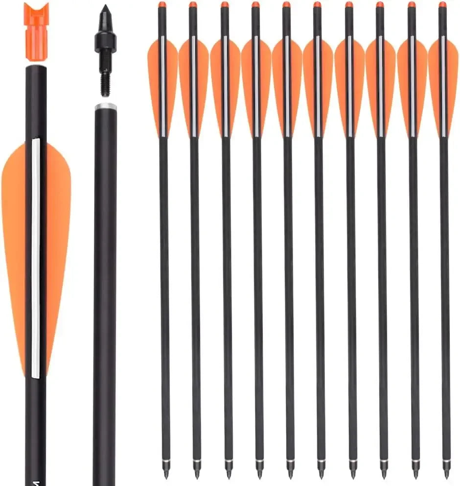 Crossbow Bolts 16/18/20/22 inch Carbon Arrows Half Moon Nock for Targeting Hunting Outdoor Sport Powerful