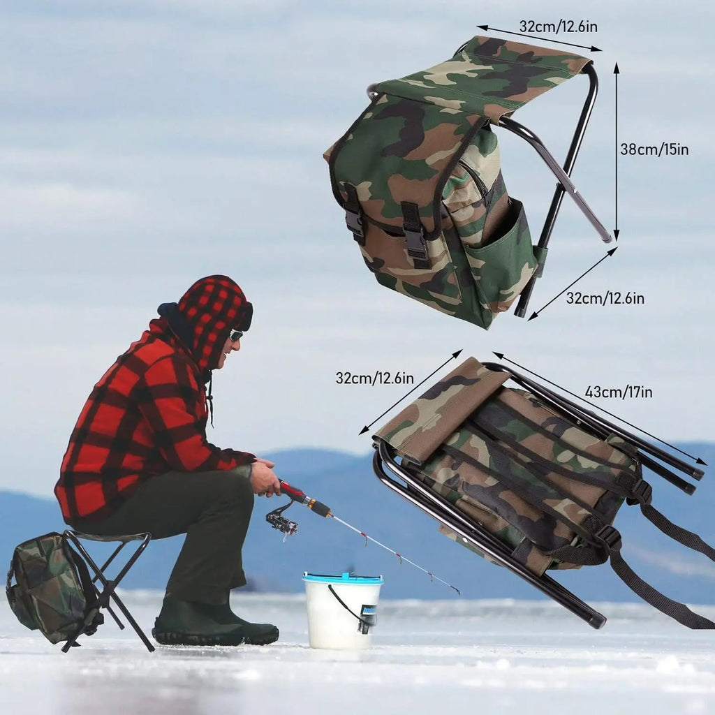 Ice Fishing Rod Reel Combo Kit with Backpack Seat and Lures