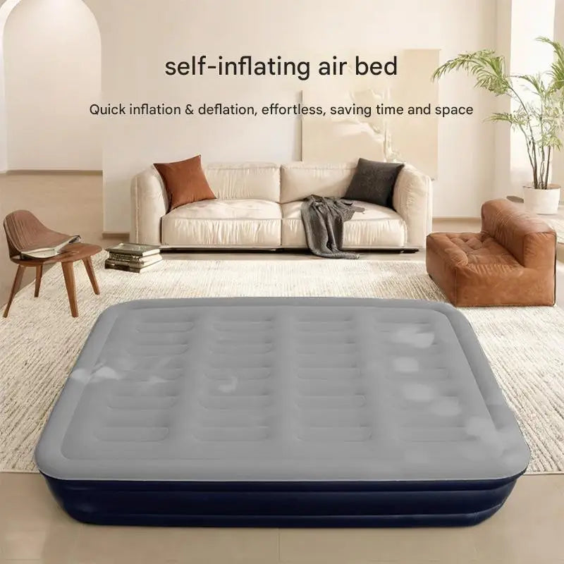 Air Mattress With Electric Air Pump Foldable Inflatable Mattress Mat With Soft Flocked Top