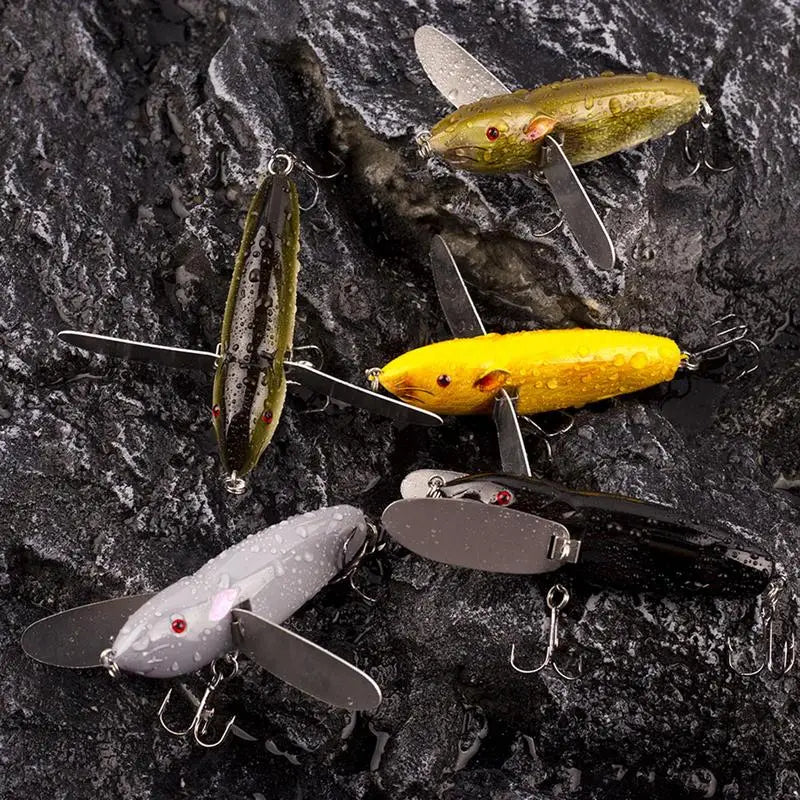 5pcs/set Fishing Lure Mouses Shape Swimbait Simulation Mouses Bait Series Bass Bait Drag Crankbait