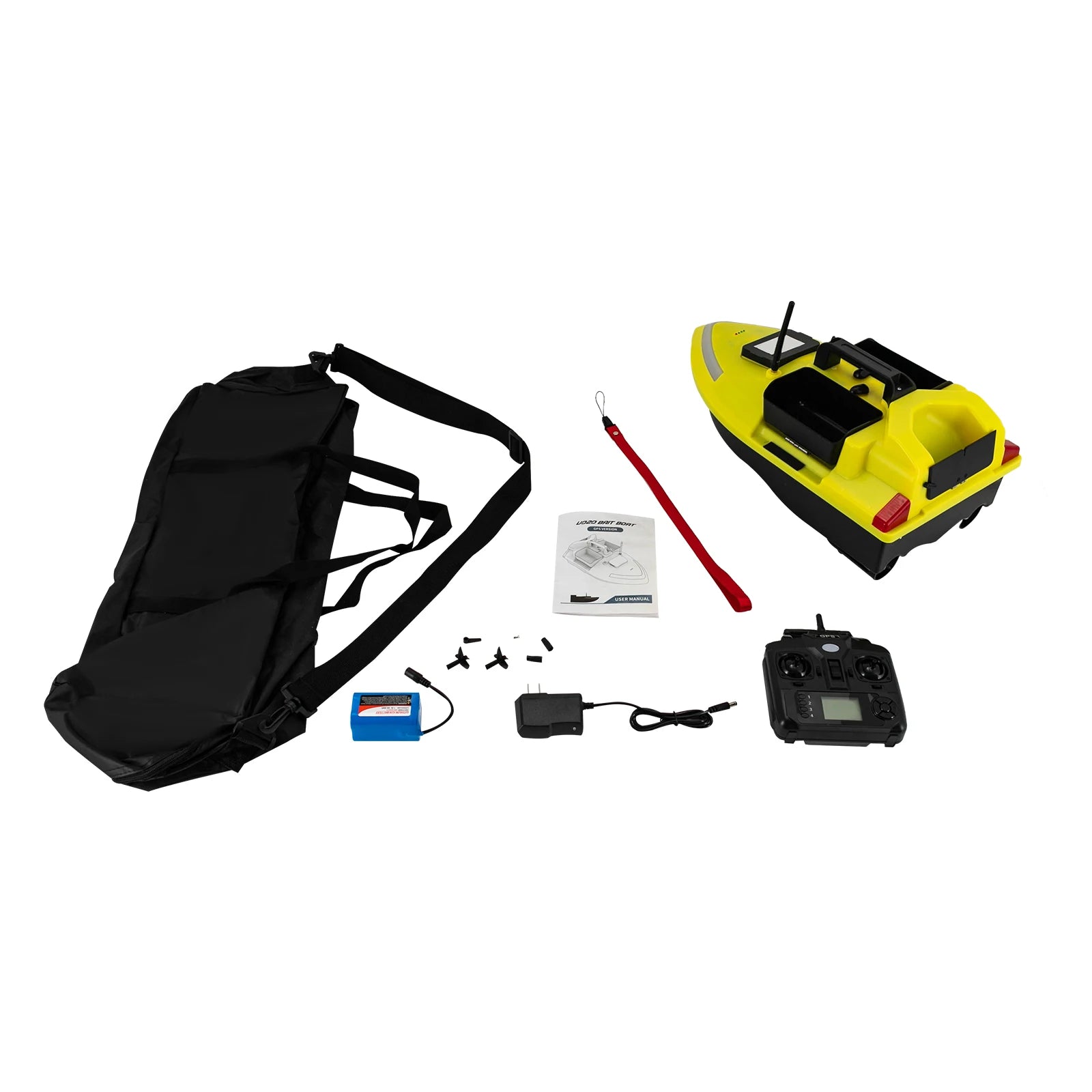 GPS Fishing Bait Boat Remote Control Fish Bait Boat with Charger & Carrying Bag  2kg/4.41lbs Tank Capacity