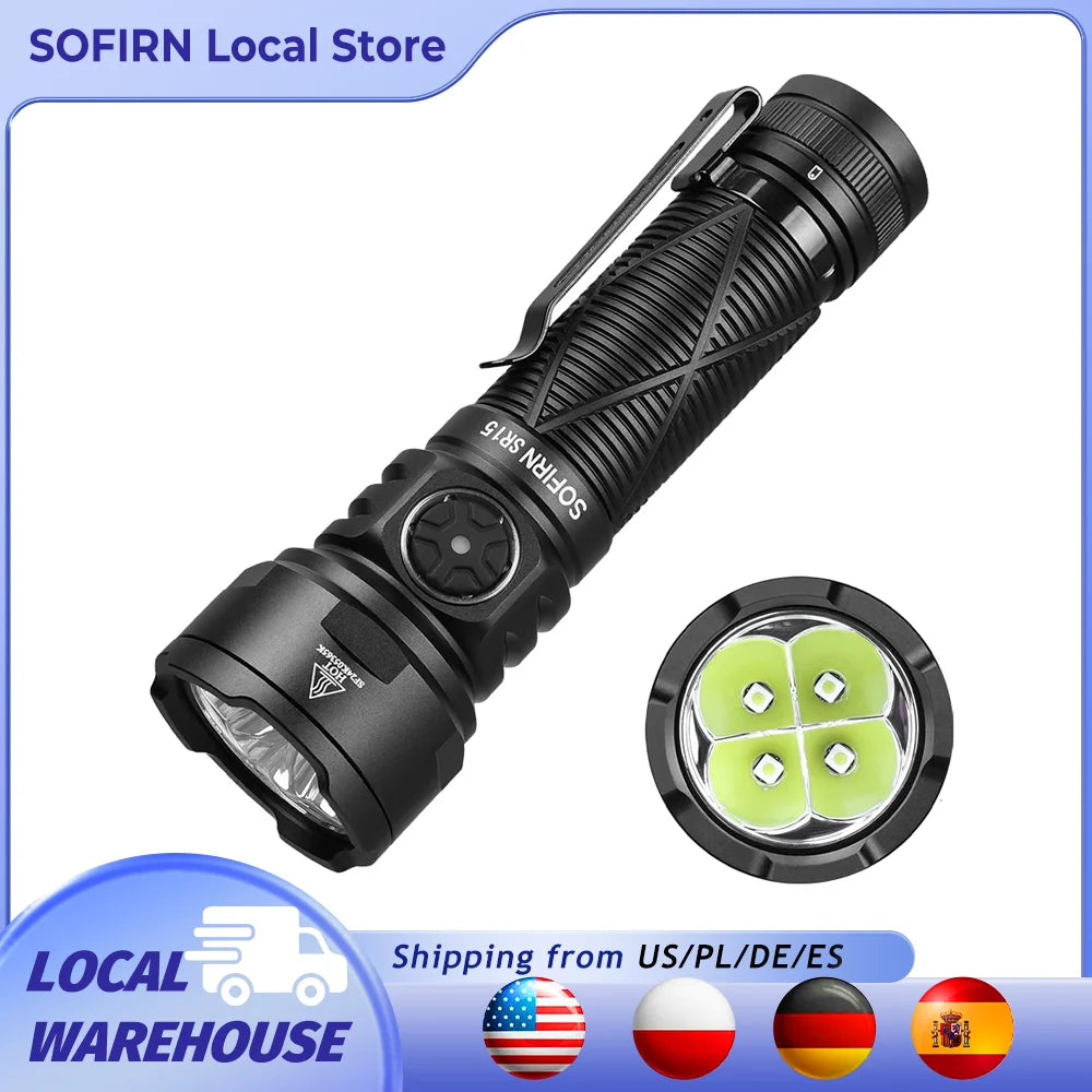 SR15 4500LM Flashlight SFT25R Powerful LED Light 21700 USB C Rechargeable