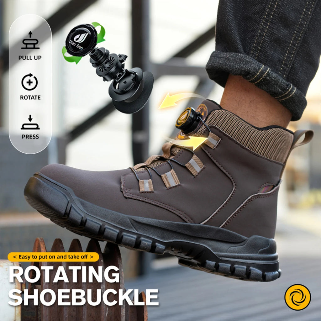 Waterproof Safety Boots Men Indestructible Steel Toe Work Boots Anti-smash Stab-resistant Safety Shoes Biker Botas Para Hombre