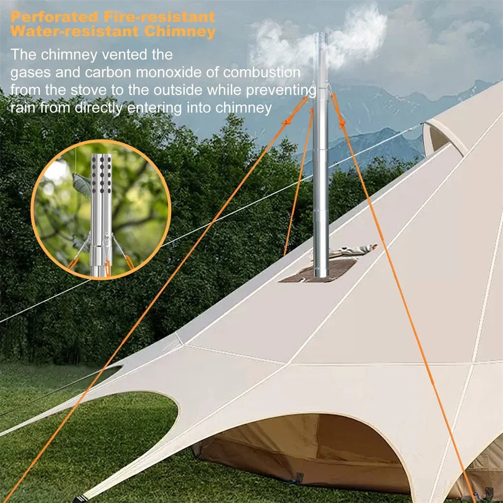 Hot Tent Stove, Wood Burning Stove, , 6 Stainless Chimney Pipes