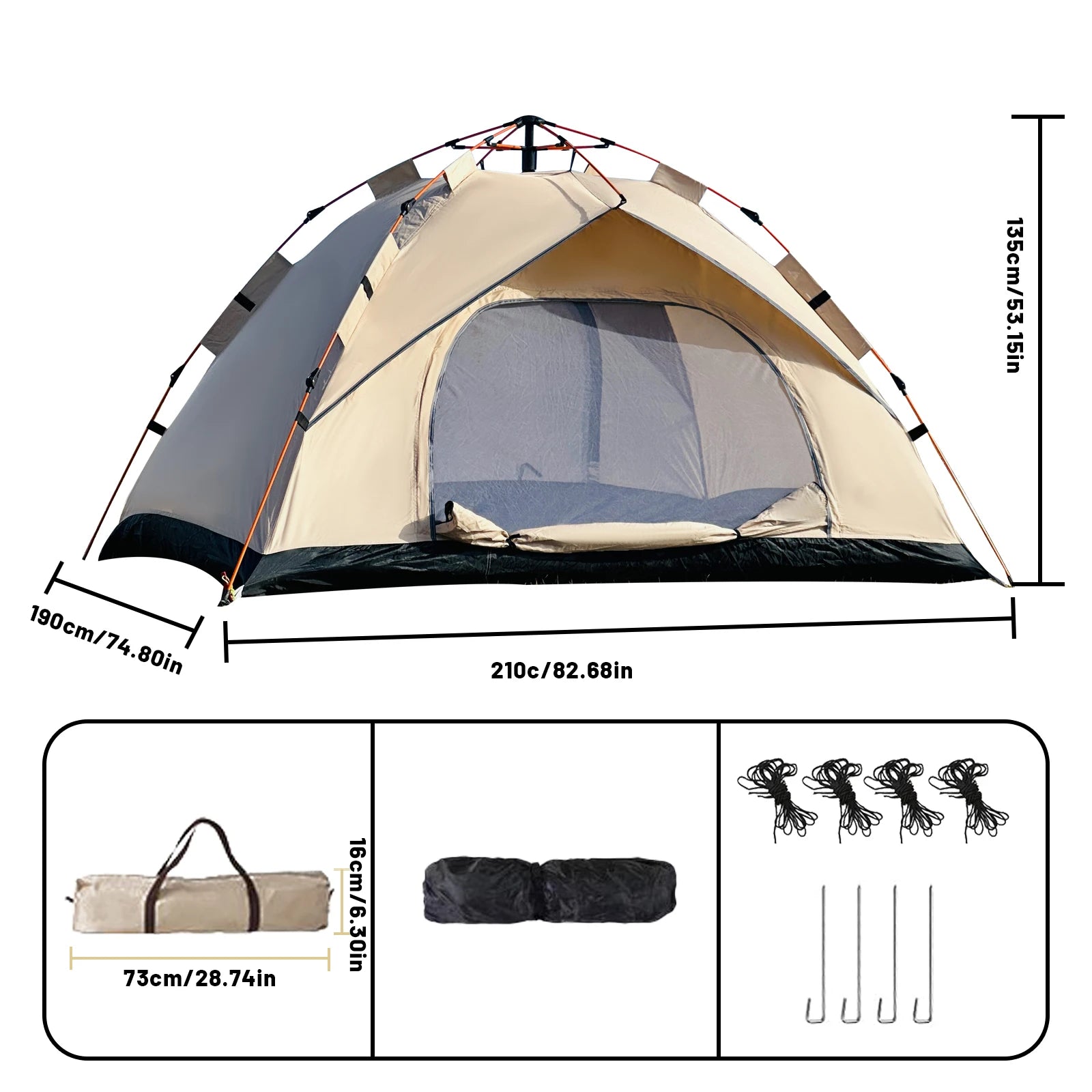 2-4 Person Camping Windproof Tents, Easy To Set Up, lightweight Camping Tent