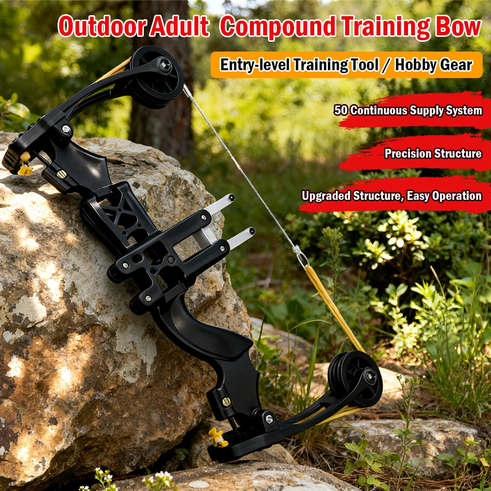 Lightweight Adult Compound Bow, 50-Shot High-Precision Design with Green Light Rail, Portable Outdoor Target Practice Tool